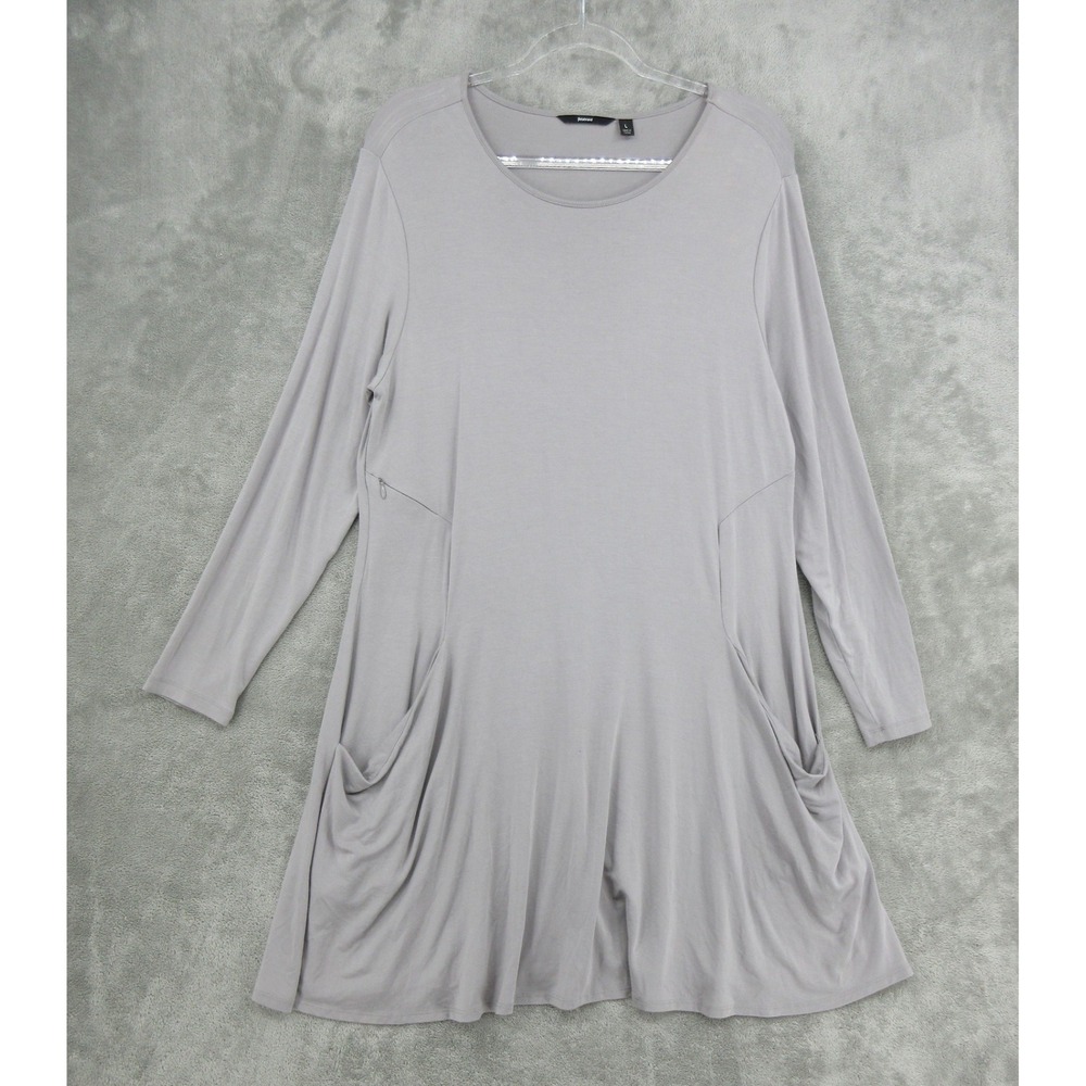 Betabrand Dress Womens Size L Travel Pockets Tunic Silk Modal Blend Relaxed Grey